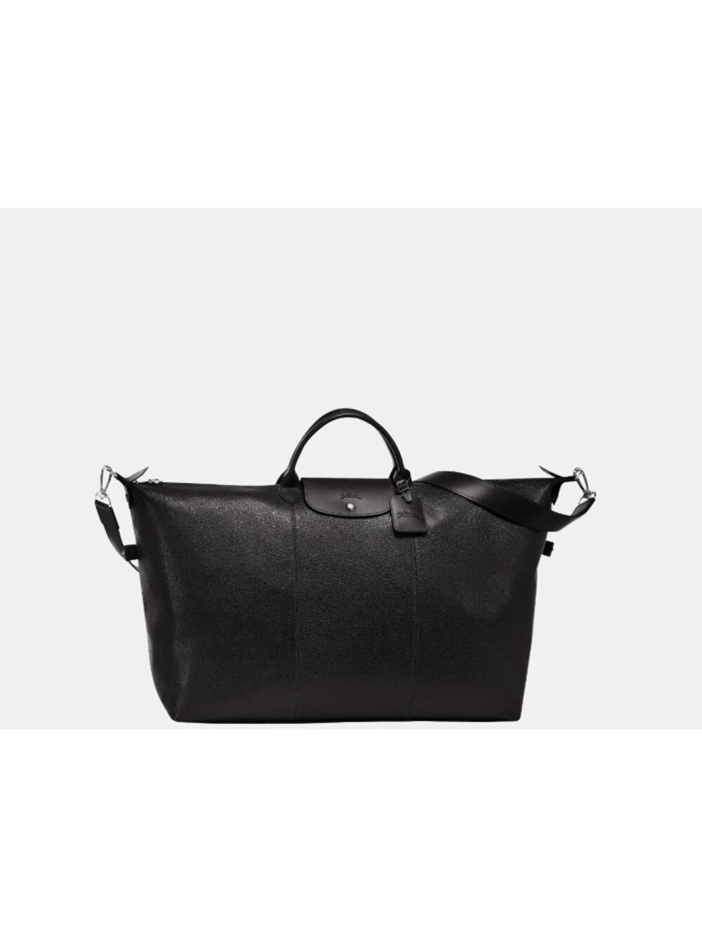 LONGCHAMP $990 Le Pliage Cuir Large Leather Travel Bag in Black